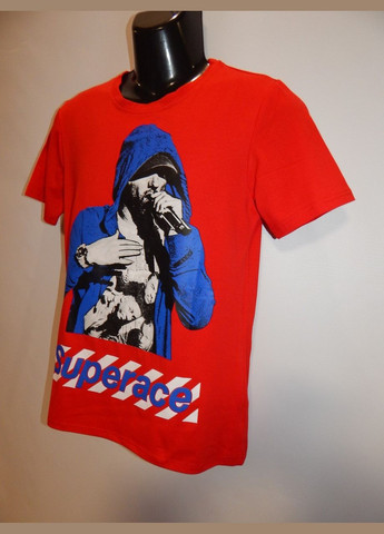 Красная мужская молодежная футболка с принтом enos jeans р. 52 135ф No Brand