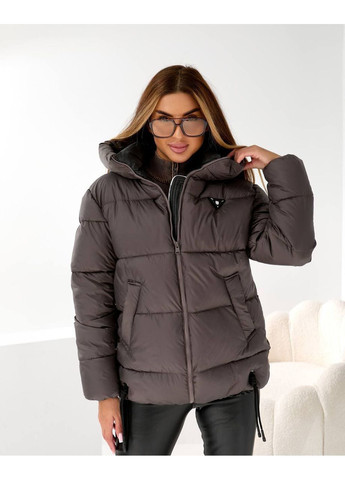 Коричнева зимня куртка-пуховик Stylish Touch