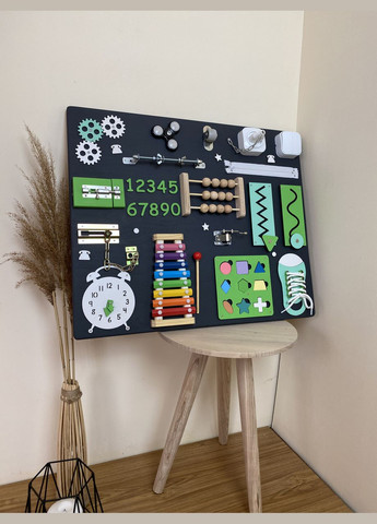 Стильный яркий бизиборд деревянная развивающая игрушка 50х60 см No Brand (355890441)