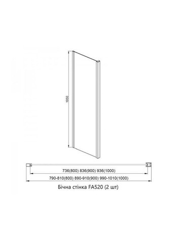 Душевая кабина пристенная A-518B 100х80х195 распашная, профиль черный, стекло прозрачное Dusel (350315902)