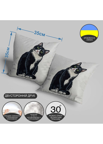 Подушка декоративная сувенирная с 3D фото Кота 35 х 35 см 13224 WONKEY (364288419)