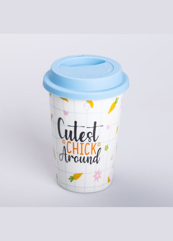 Стакан керамический 420 мл с силиконовой крышкой, cutest chick around Ceramic (322855553)
