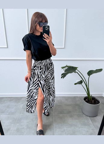Черно-белая повседневная зебра женская юбка FINO Mode