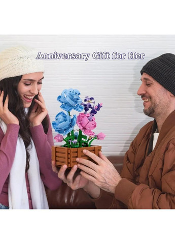 Конструктор Розы в вазе 550 деталей, 3D для детей и взрослых, декоративный набор для дома No Brand (364191298)