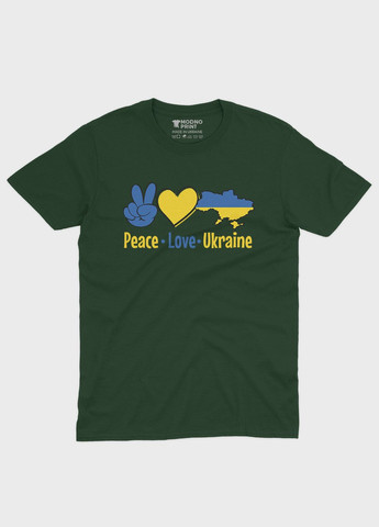Жіноча футболка з патріотичним принтом Peace Love Ukraine (TS001-2-BOG-005-1-040-F) Modno - (285771909)