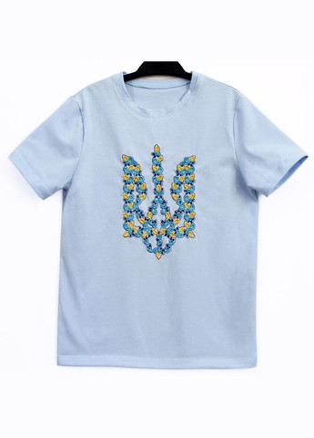Блакитна літня футболка дитяча з тризубом унісекс Ladan