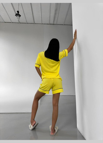 Желтая всесезон пижама женская рубашка шорты рубашка + шорты No Brand