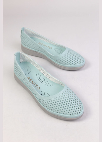 Женские балетки Benito | голубые однотонные натуральная кожа (323136737)