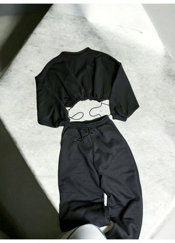 Якісний теплий костюм двійка чорного кольору на флісі No Brand 2725 (359381424)