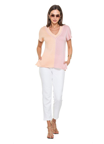 Пудровый женская тонкая двухцветная блуза SVTR