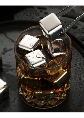 Набір з 12 каменів - металеві кубики льоду для охолодження напоїв + щипці No Brand (316580409)