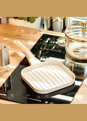 Сковорода-гриль з антипригарним покриттям 18,3*18,1*2 см, бежевий Breakfast (322300253)