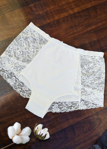 Хлопковые трусы с высокой посадкой и кружевом FS (329203221)