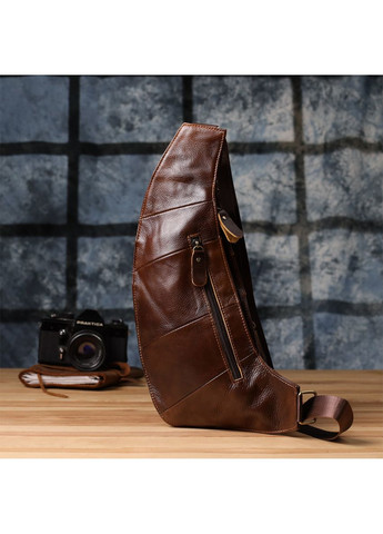 Практична чоловіча сумка з великою кількістю кишень із натуральної шкіри 22962 Коричневий Vintage (362418077)