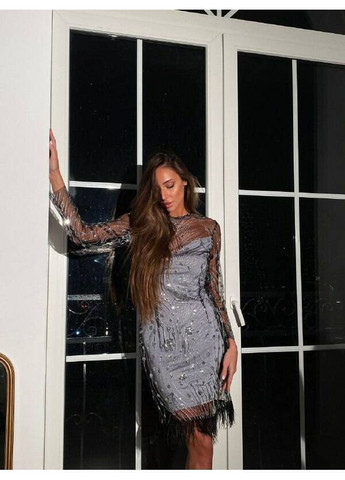 Сіра сукня afrodita mini колір чорний/сірий milirud