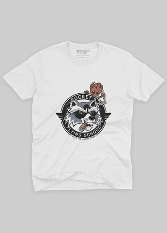 Белая демисезонная футболка для девочки с принтом супергероев - часовые галактики (ts001-1-whi-006-017-003-g) Modno