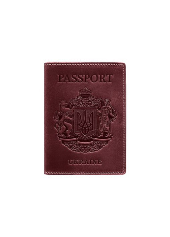 Кожаная обложка для паспорта с украинским гербом бордовая (A-026779) BlankNote (329186811)