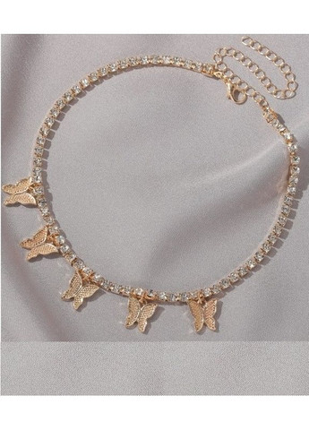 Золотистое ожерелье колье бабочки в стразах, 4588 No Brand (349731970)