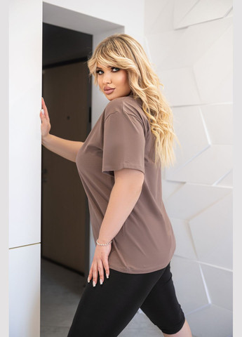 Кофейная летняя базовая женская футболка с коротким рукавом Fashion Girl Enkel