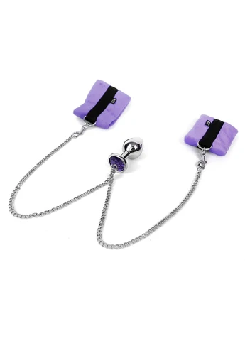 Наручники с металлической анальной пробкой Handcuffs with Metal Anal Plug size M Purple Art of Sex (382543519)