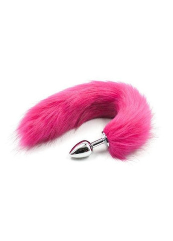 Анальна пробка з пухнастим рожевим хвостом 43 см штучне хутро діаметр 2.5 см China (317747392)