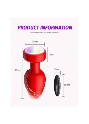 Анальная светящаяся пробка с вибрацией и Д/У Light Anal Plug 3,5*9 см красная — Анальные игрушки No Brand (366667601)