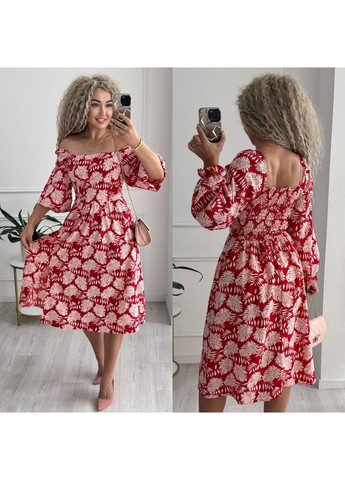 Червона святковий, повсякденний, кежуал жіноча сукня з квітковим принтом а-силует Style Point з квітковим принтом