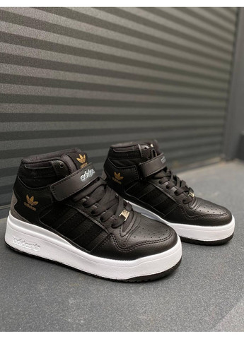 Черные демисезонные кроссовки мужские adidas forum high black white адидас форум No Brand