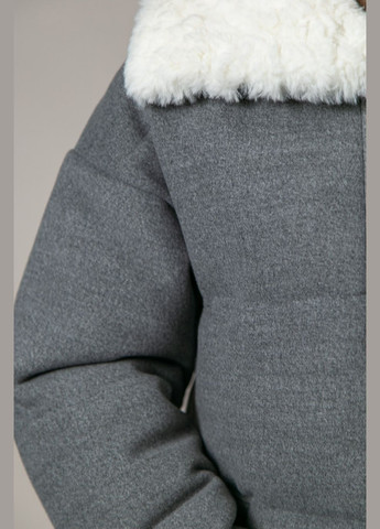 Сіра куртка зимова з хутряним коміром CHICLY