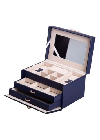 Шкатулка для украшений из эко кожи 3 яруса с зеркалом органайзер для ювелирных изделий HP-5-17BL (A-033860) Yiwu (356729199)