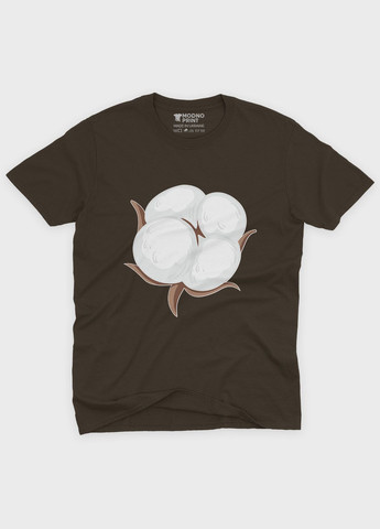 Коричнева літня жіноча футболка з патріотичним принтом бавовна (ts001-5-dch-005-1-137-f) Modno