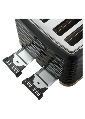 Тостер 1600Вт, підігрів, розморожування, 4 слоти, пластик, чорно-золотий Sencor (370616909)