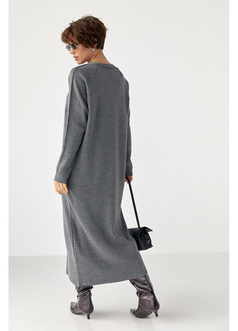 Серое трикотажное длинное платье свободного фасона Lurex