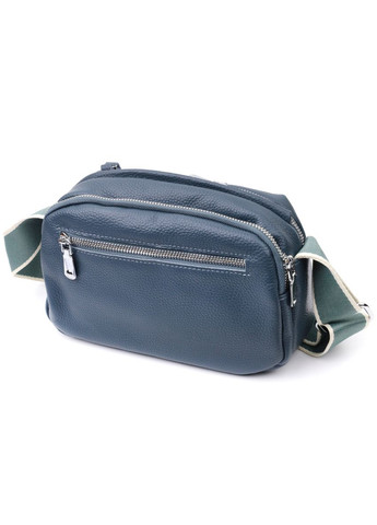 Сумка через плечо женская с двумя отделениями кожаная 22595 Синяя Vintage (302007892)