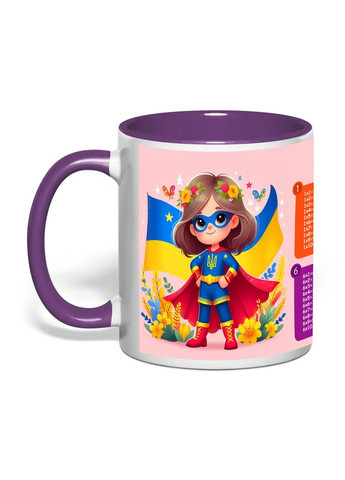 Чашка з друком "Табличка множення" №2 330 мл (колір фіолетовий) (29987) No Brand (358210467)