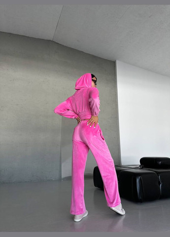 Качественный малиновый велюровый костюм двойка (кофта с капюшоном+штаны), приятный к телу мягкий костюмчик No Brand 691-3 (301066480)