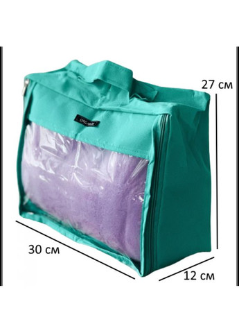 Средняя дорожная сумка для вещей с ручкой и прозрачной вставкой P002 30x27x12 см (Лазурный) Organize (276838322)