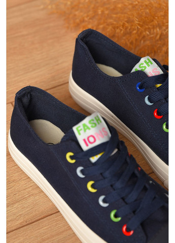 Темно-синій кеди жіночі темно-синього кольору на шнурівці Let's Shop