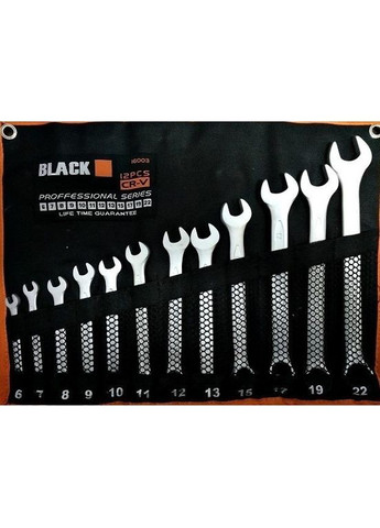 Набор ключей Black 6-22мм Cr-V рожково-накидных 12 единиц в чехле No Brand (292736949)