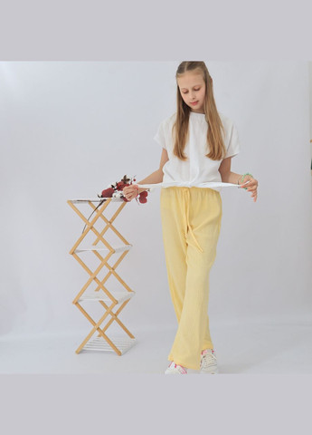 Бирюзовый летний детский лимонный муслиновый комплект унисекс рубашка+ штаны+футболка палаццо mrou с рубашкой, брючный No Brand