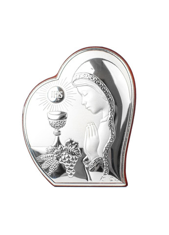 Серебряная икона "Молитва" 11.5х15см в форме сердца - для ребенка Prince Silvero (266265808)