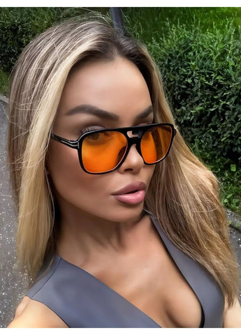 Солнцезащитные очки авиатор Casual оранжевые с черным No Brand (311604625)