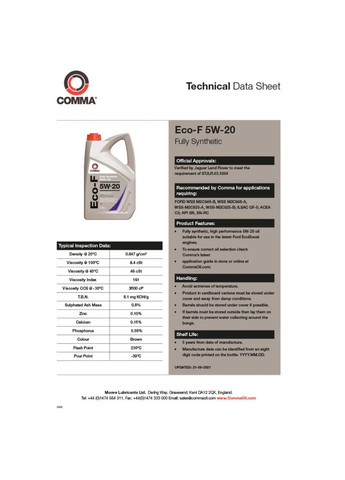 Моторна олива ECO-F 5W-20 1 літр Comma (279553415)