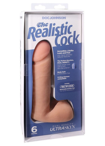 Фаллоимитатор The Realistic Cock 6 inch White – ULTRASKYN, Vack-U-Lock, диаметр 4,3 см Doc Johnson (369953696)