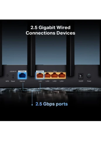 Маршрутизатор Archer BE400 BE6500, 3xGE LAN, 1x2.5GE LAN, 1x2.5GE WAN, 1xUSB3.0 MESH TP-Link (386035305)