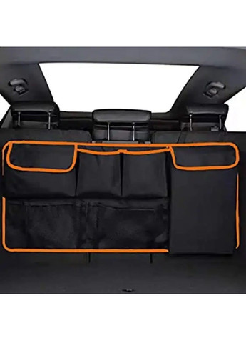 Органайзер на спинку сидіння в багажник машини автомобіля з сітчастою кишенею 100х45 см (479321-Prob) Чорний з помаранчевим Unbranded (317169971)