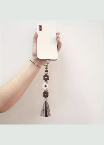 Набір макраме для ручного плетіння і в'язання брелока "Квіти" для ключів і аксесуарів 20х2. 2 см, коричневий No Brand (369802745)