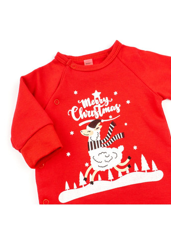 Чоловічок для немовлят на кнопках з принтом Christmas llama Червоний dexter's (366265593)