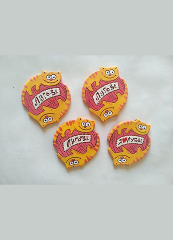 Персонализированный керамический магнит «Играющие котята» (красный клубочек) Коти&Ангели (301532991)