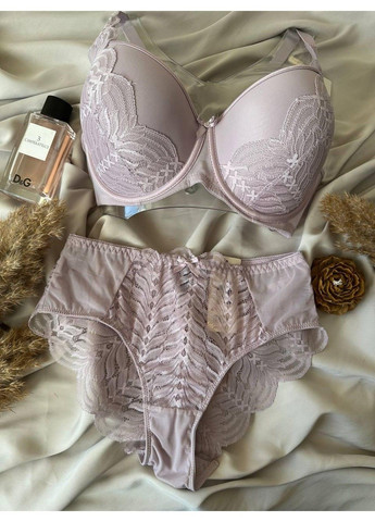 Бузковий комплект бюстгальтер поролон + трусики сліпи 2379d бузковий Weiyesi